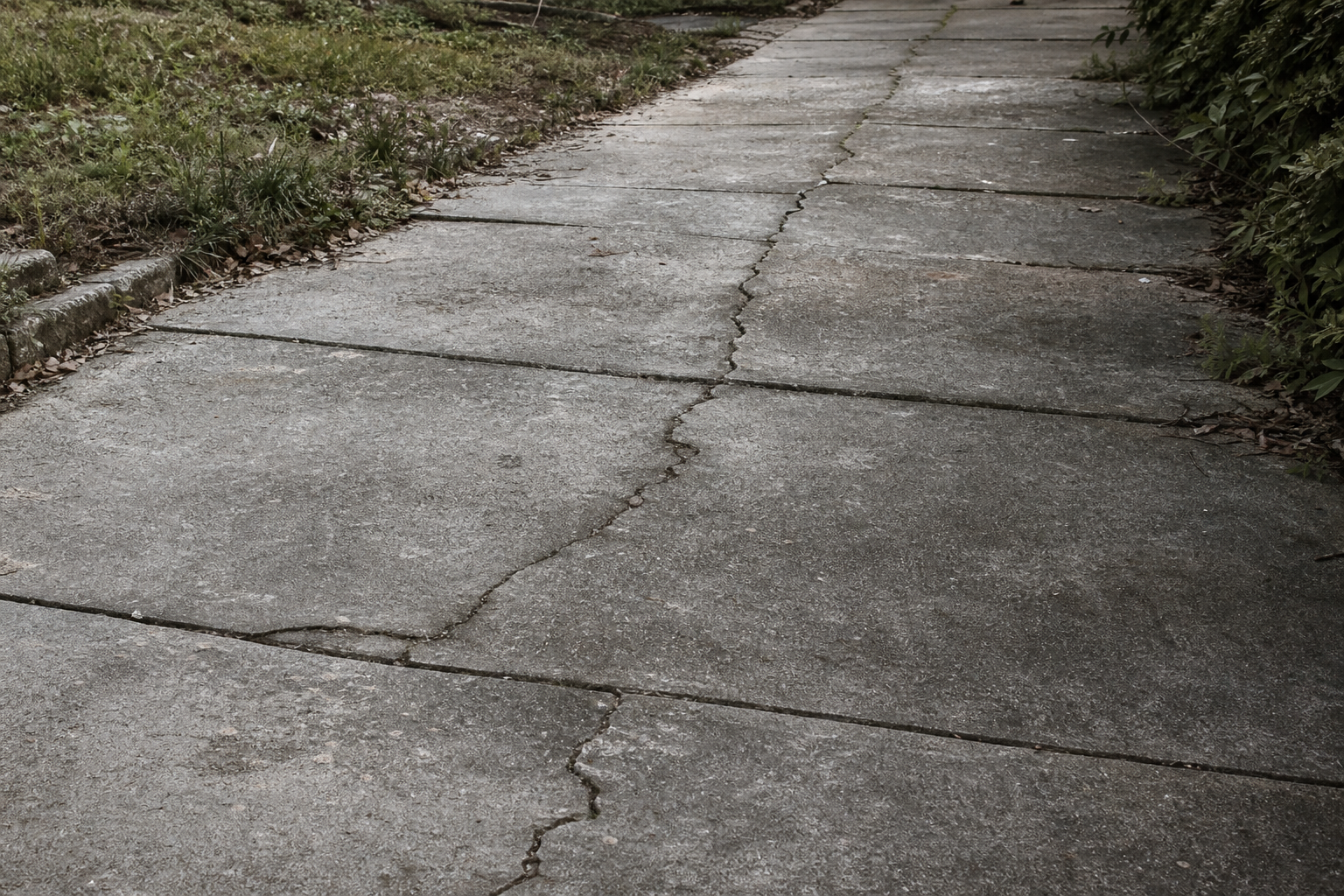 Weathered concrete walkway in soft daylight